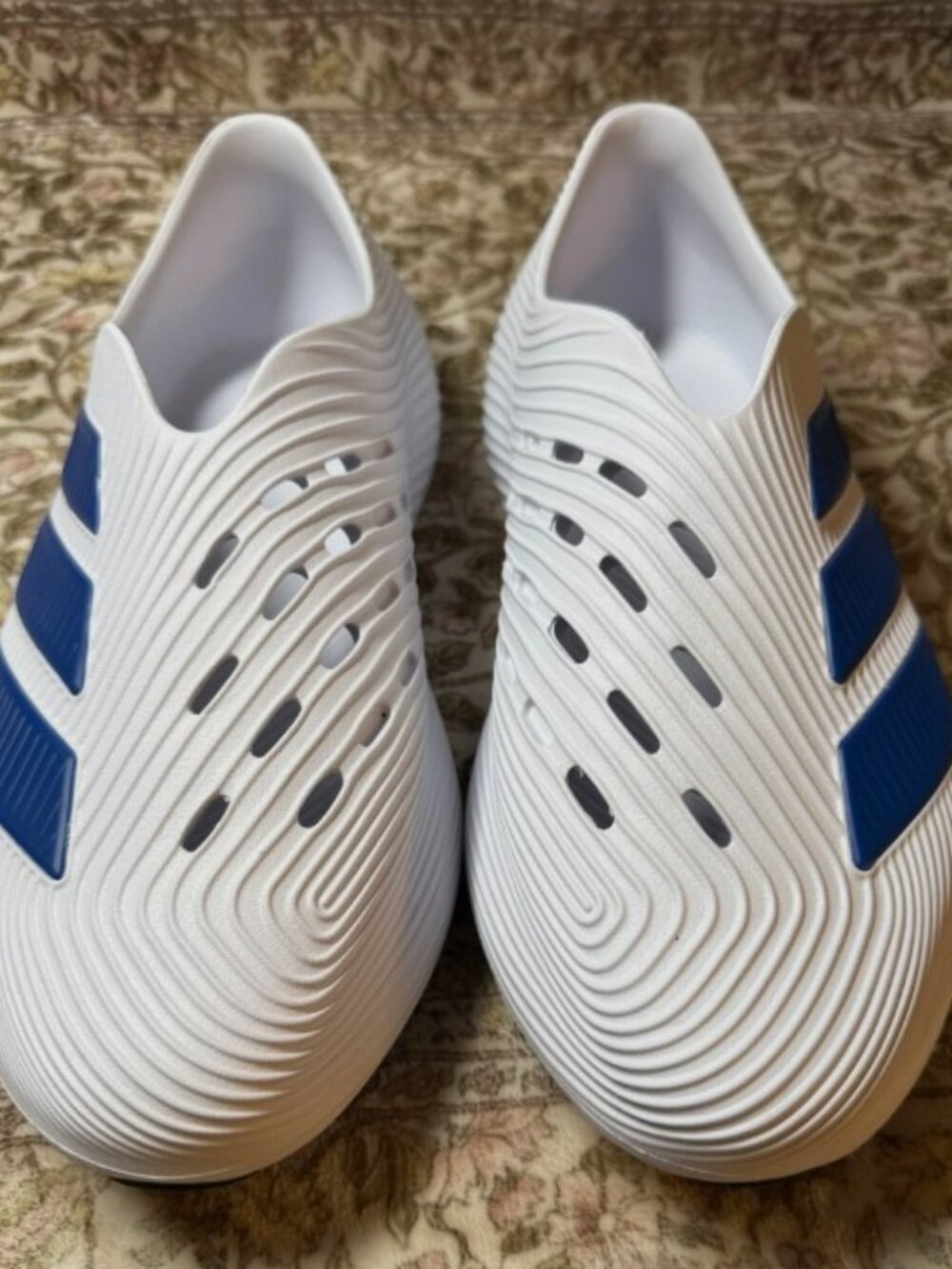 NEW adidas Purechill Runner Men's White & Blue Slip-On Sneakers Slides Size 12